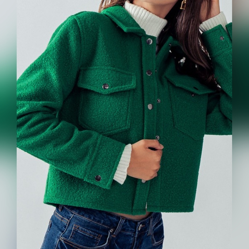 #206 🛑28 S, M FINAL PRICE SNAP BUTTON SEMI CROP TEDDY JACKET - Picture 3 of 9